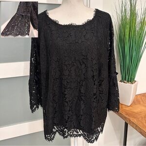 RSVP By Talbots Black Lace Blouse 3/4 Sleeves SZ 3XP Elegant Feminine NWT